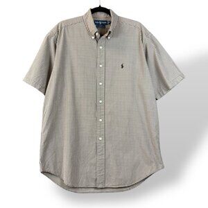Ralph Lauren Blake Shirt Mens Sz M Brown Check Short Sleeve Button Pony Logo